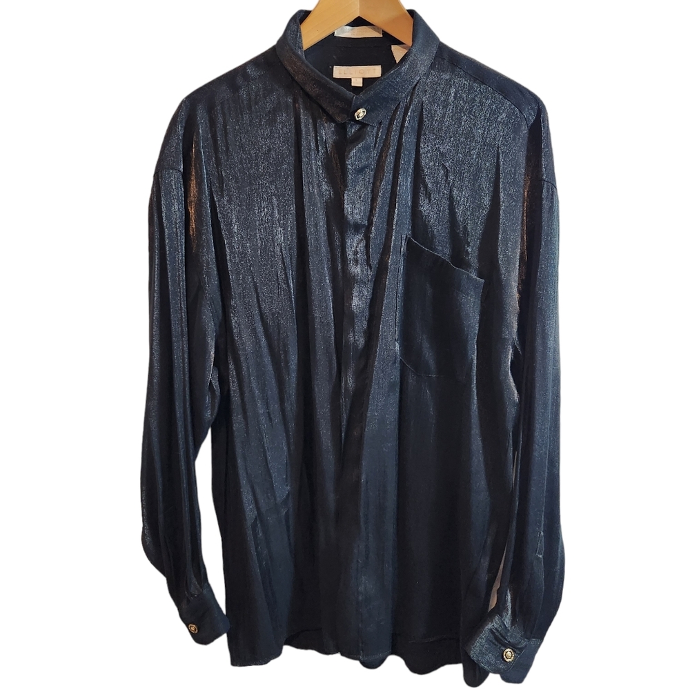Elliott Black Shimmery Button Down Blouse